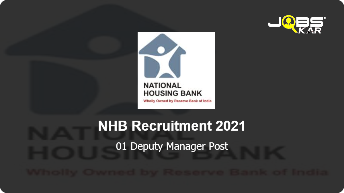 NHB Recruitment 2021: Apply for Deputy Managing Director  Post