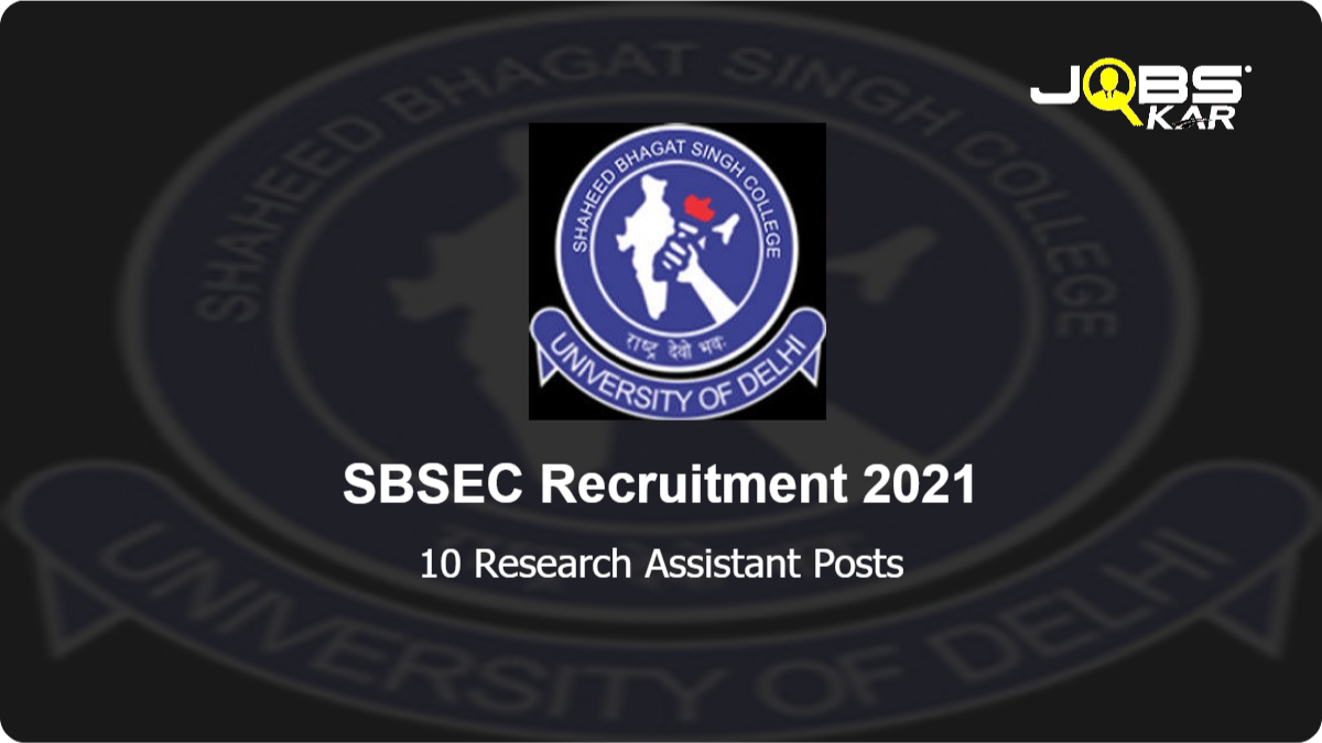 SBSEC Recruitment 2021: Apply Online for 10 Research Assistant Posts