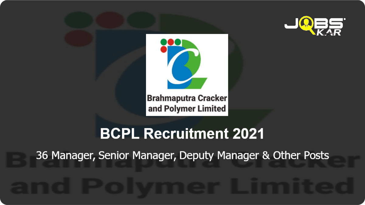 BCPL Recruitment 2021: Apply Online for 36 Manager, Senior Manager, Deputy Manager, Deputy General Manager, Chief Manager Posts
