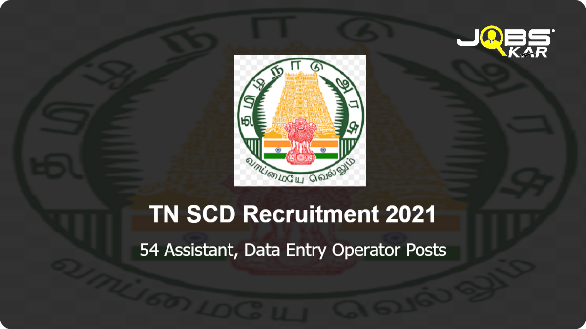 TN SCD Recruitment 2021: Apply for 54 Assistant, Data Entry Operator Posts
