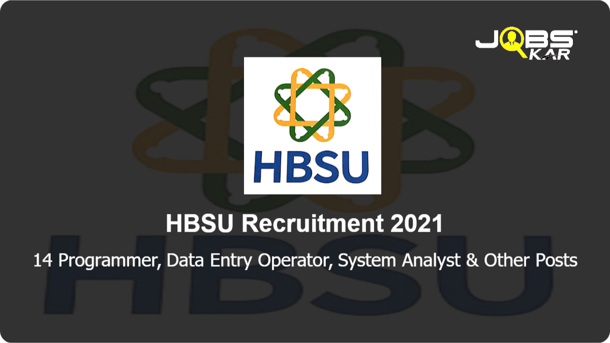 HBSU Recruitment 2021: Apply for 14 Programmer, Data Entry Operator, System Analyst, Assistant Registrar & Other Posts