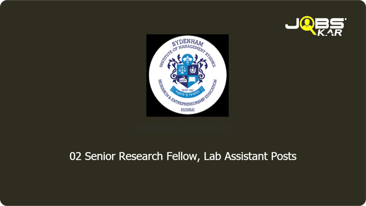 ICAR NEH Region Recruitment 2021: Apply Online for Senior Research Fellow, Field/Lab Assistant Posts