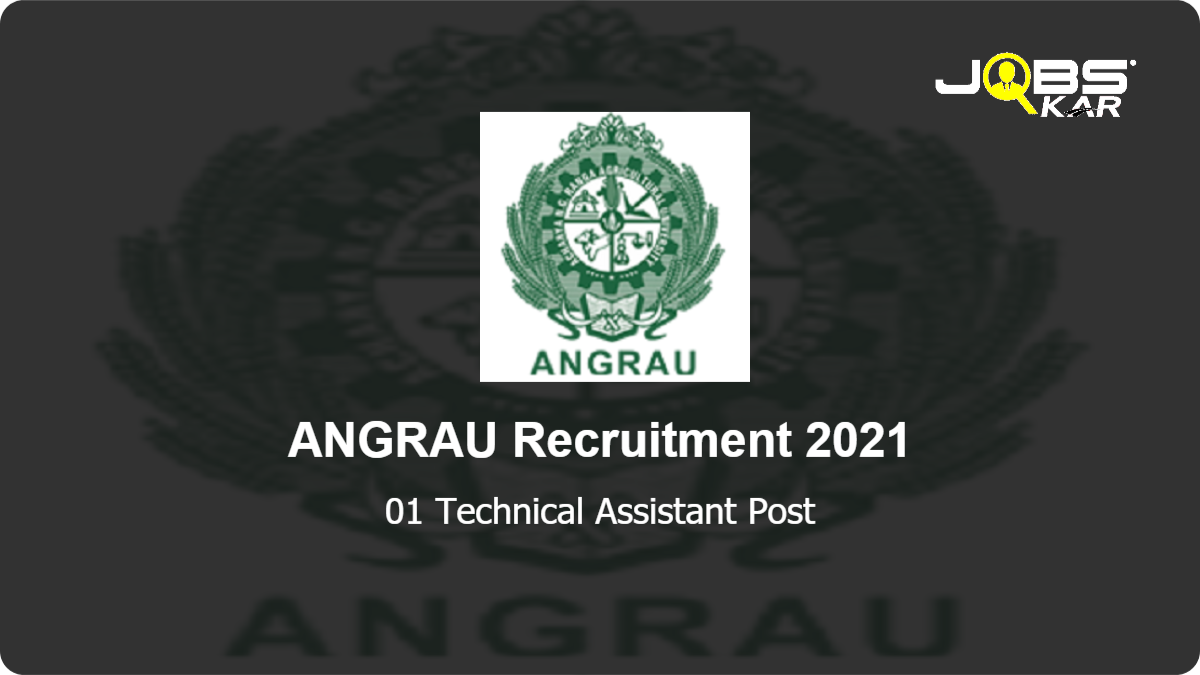 ANGRAU Recruitment 2021: Walk in for Technical Assistant Post