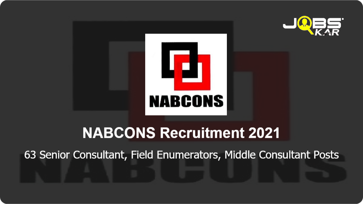 NABCONS Recruitment 2021: Apply Online for 63 Senior Consultant, Field Enumerators, Middle Consultant Posts