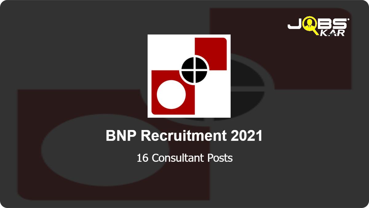 BNP Recruitment 2021: Apply for 16 Consultant Posts