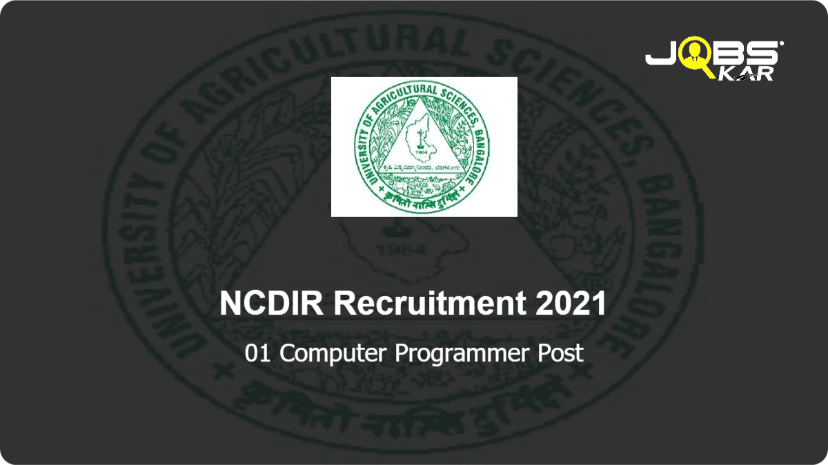NCDIR Recruitment 2021: Apply Online for Computer Programmer Post