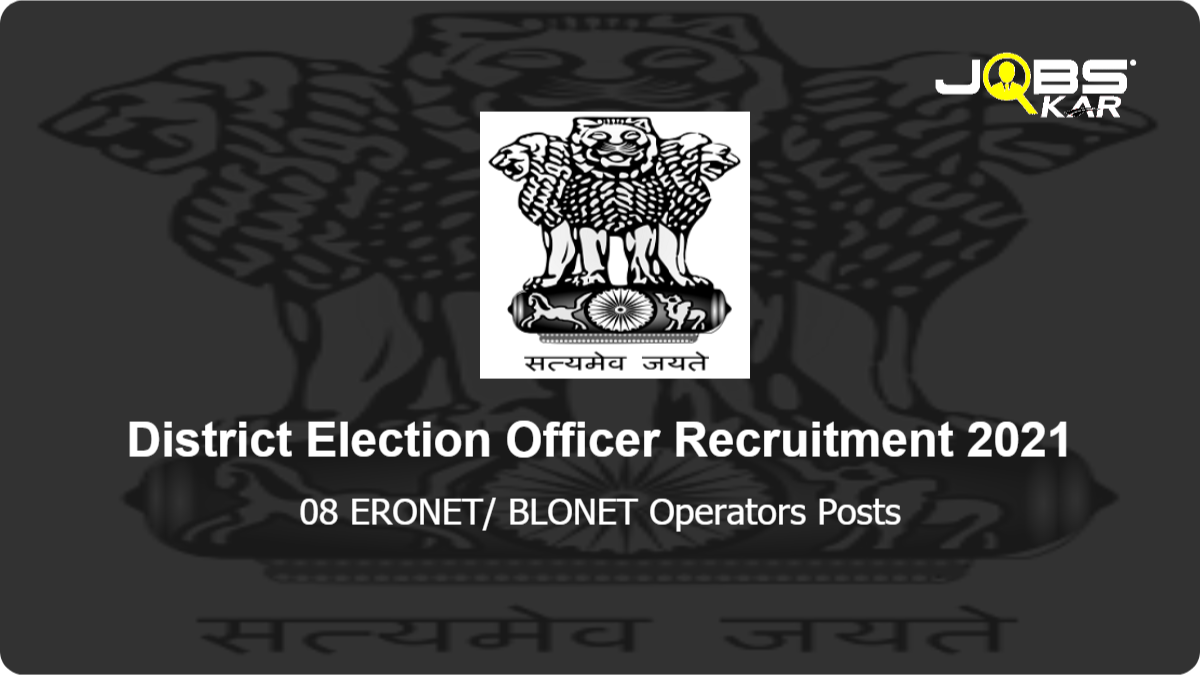 District Election Officer Recruitment 2021: Apply Online for 08 ERONET/ BLONET Operators Posts