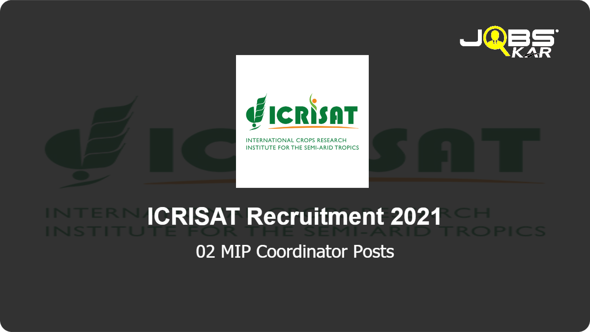 ICRISAT Recruitment 2021: Apply Online for MIP Coordinator Posts