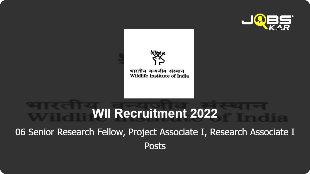 WII Recruitment 2022: Apply for 06 Senior Research Fellow, Project Associate I, Research Associate I Posts