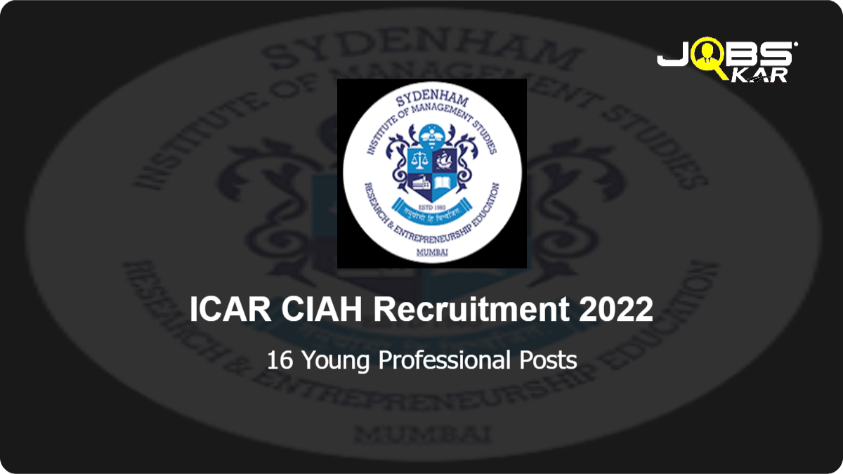 ICAR CIAH Recruitment 2022: Walk in for 16 Young Professional Posts