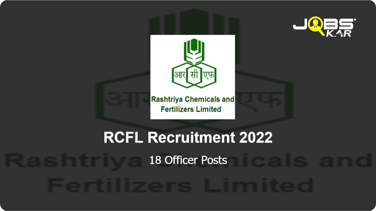 RCFL Recruitment 2022: Apply Online for 18 Officer Posts