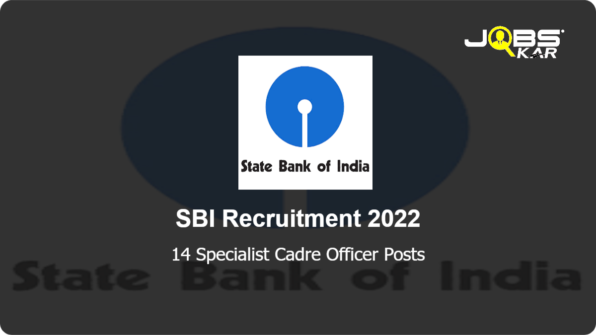 SBI Recruitment 2022: Apply Online for 14 Specialist Cadre Officer Posts
