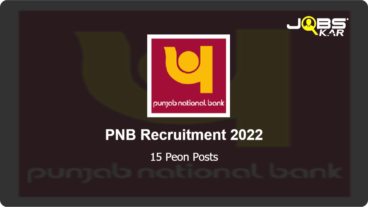 PNB Recruitment 2022: Apply Online for 15 Peon Posts