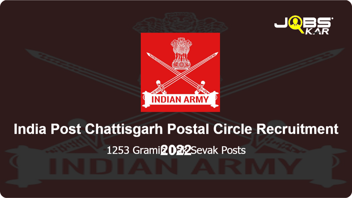 India Post Chattisgarh Postal Circle Recruitment 2022: Apply Online for 1253 Gramin Dak Sevak Posts