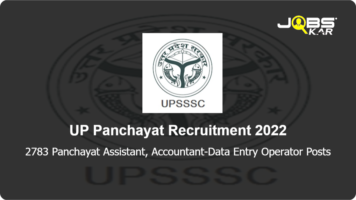 UP Panchayat Recruitment 2022: Apply for 2783 Panchayat Assistant, Accountant-Data Entry Operator Posts