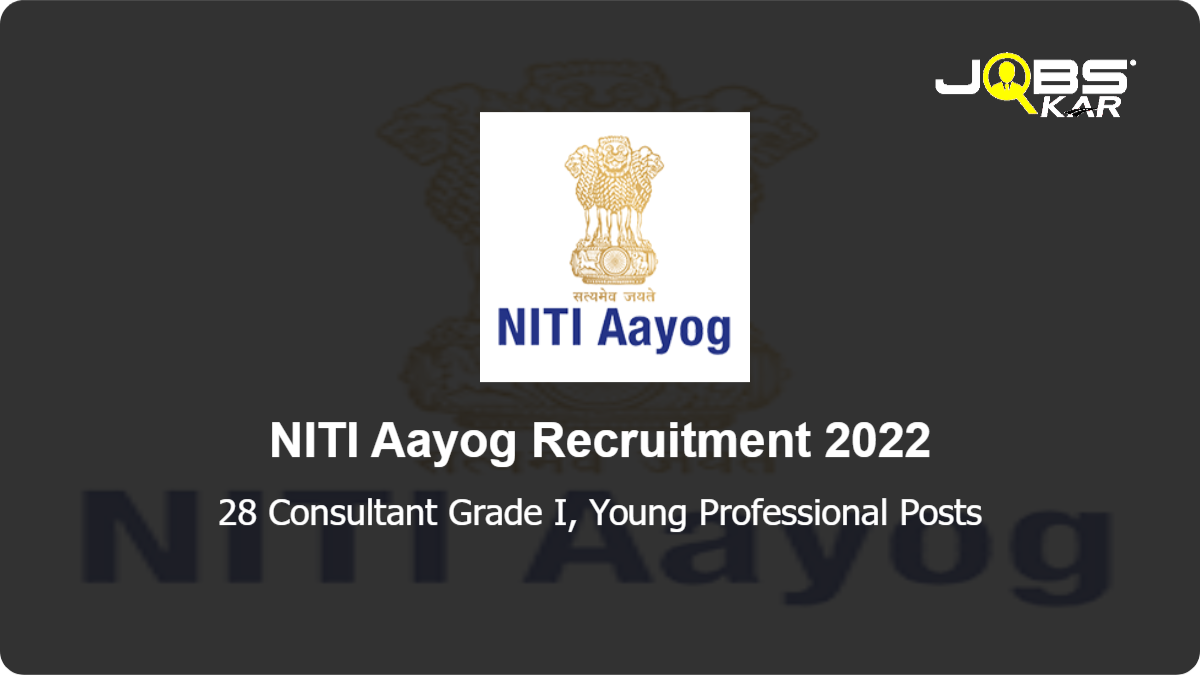 NITI Aayog Recruitment 2022: Apply Online for 28 Consultant Grade I, Young Professional Posts