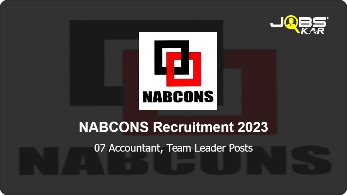 NABCONS Recruitment 2023: Apply Online for 07 Accountant, Team Leader Posts