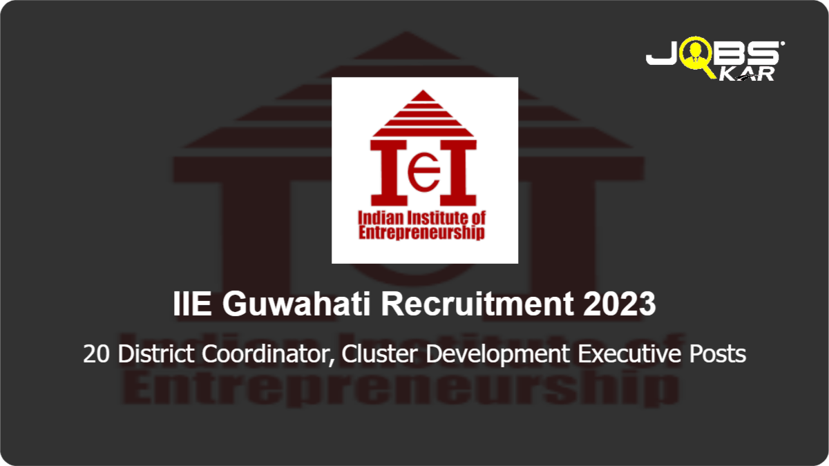 IIE Guwahati Recruitment 2023: Apply Online for 20 District Coordinator, Cluster Development Executive	 Posts
