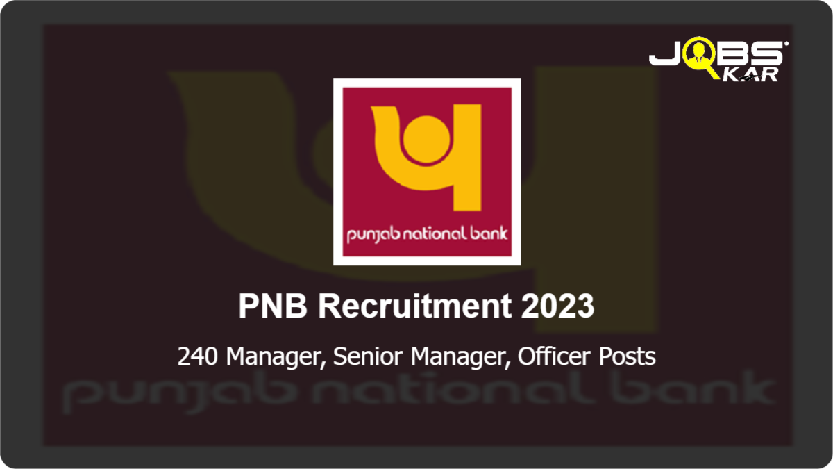 PNB Recruitment 2023: Apply Online for 240 Manager, Senior Manager, Officer Posts