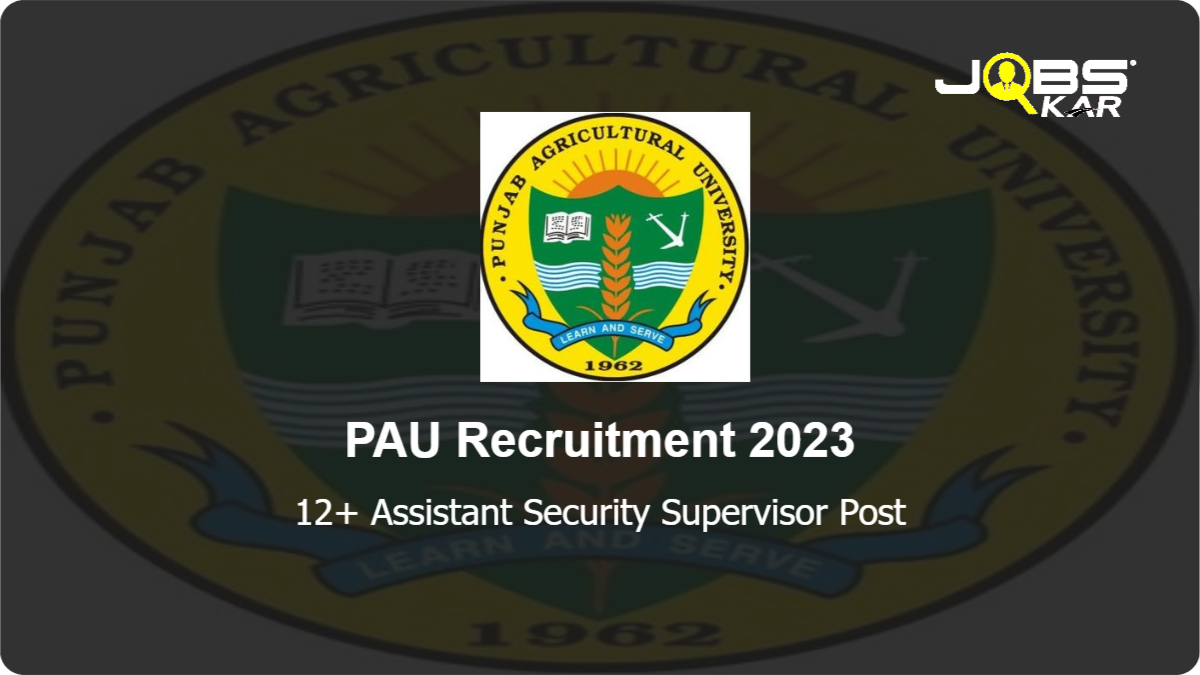 PAU Recruitment 2023: Apply for Various Assistant Security Supervisor Posts