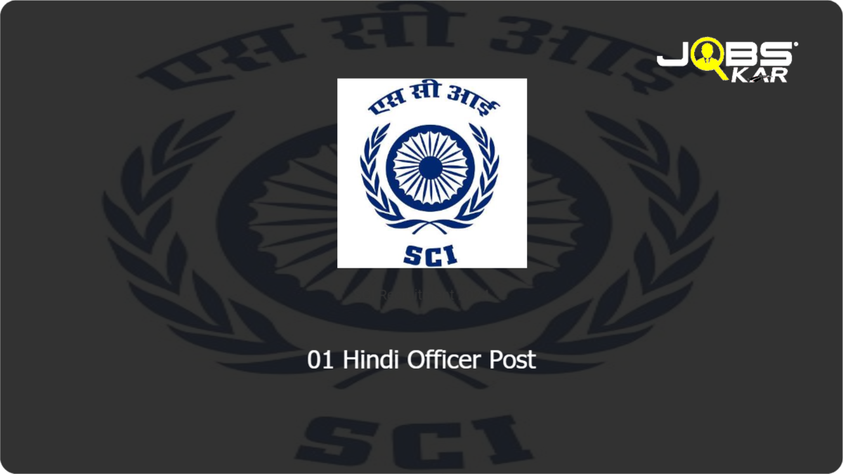 SCI Recruitment 2024: Apply Online for 01  Post